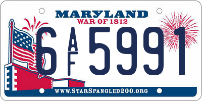 MD license plate 6AF5991