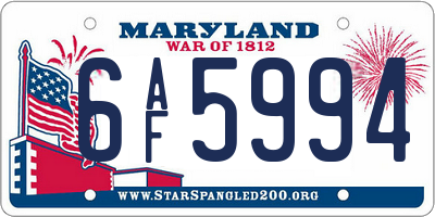 MD license plate 6AF5994