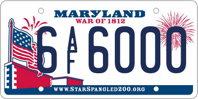 MD license plate 6AF6000