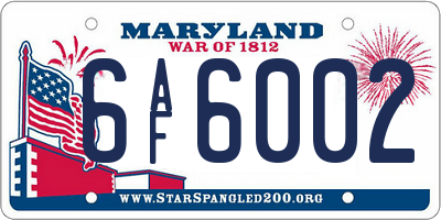 MD license plate 6AF6002