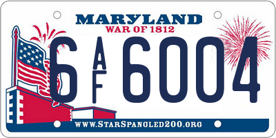 MD license plate 6AF6004