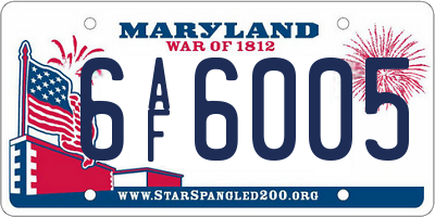MD license plate 6AF6005