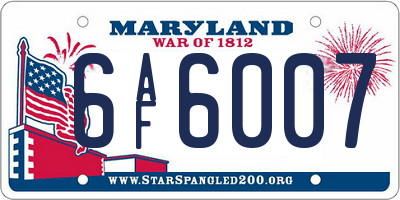 MD license plate 6AF6007
