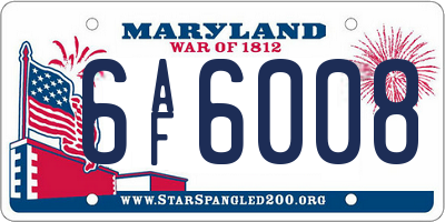 MD license plate 6AF6008