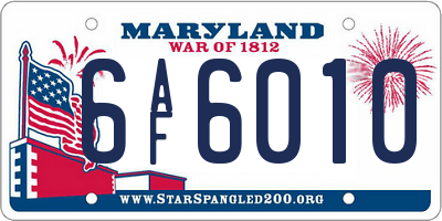 MD license plate 6AF6010