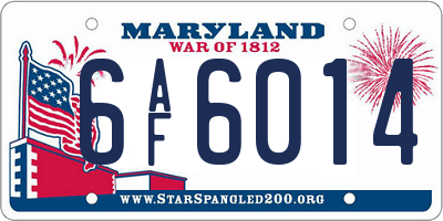MD license plate 6AF6014