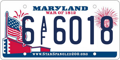 MD license plate 6AF6018