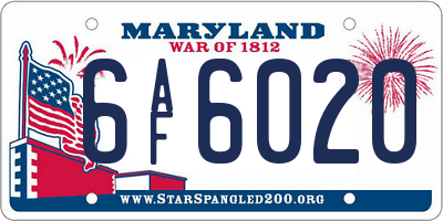 MD license plate 6AF6020