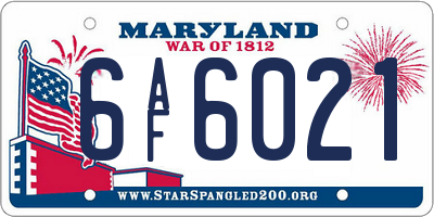 MD license plate 6AF6021
