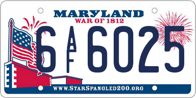 MD license plate 6AF6025
