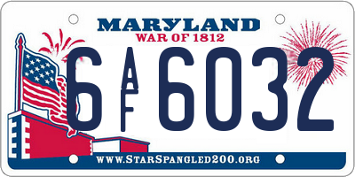 MD license plate 6AF6032
