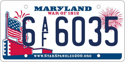 MD license plate 6AF6035