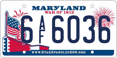 MD license plate 6AF6036