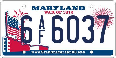 MD license plate 6AF6037