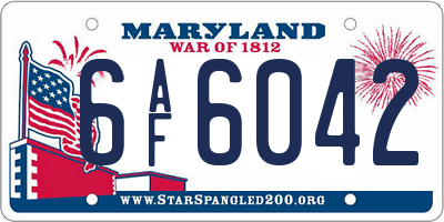MD license plate 6AF6042