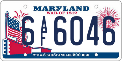 MD license plate 6AF6046