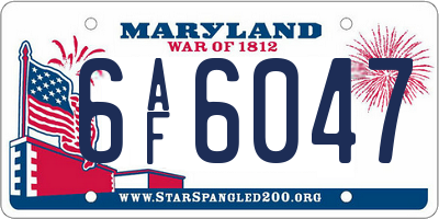 MD license plate 6AF6047