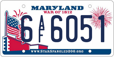 MD license plate 6AF6051