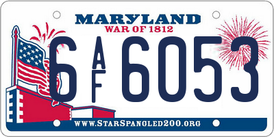 MD license plate 6AF6053