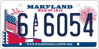MD license plate 6AF6054