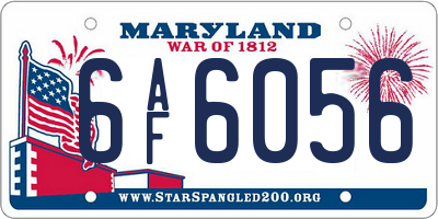 MD license plate 6AF6056