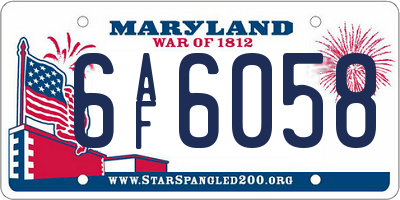 MD license plate 6AF6058