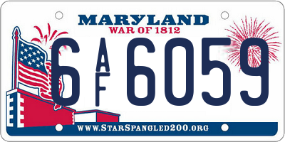 MD license plate 6AF6059