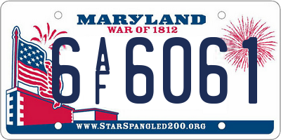 MD license plate 6AF6061