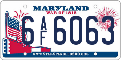MD license plate 6AF6063