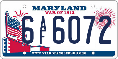MD license plate 6AF6072