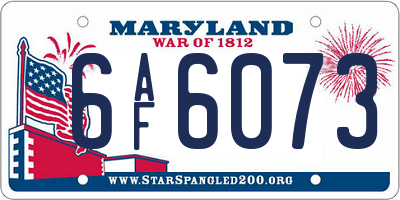 MD license plate 6AF6073