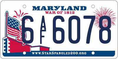 MD license plate 6AF6078