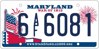 MD license plate 6AF6081