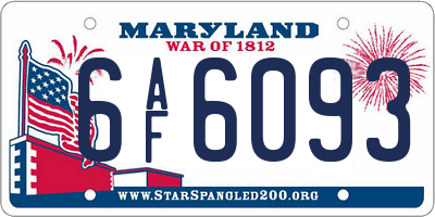 MD license plate 6AF6093