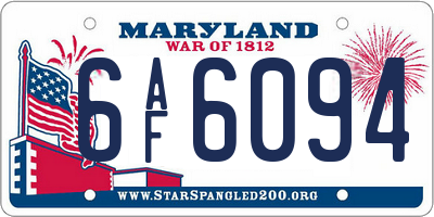 MD license plate 6AF6094