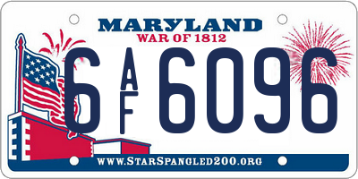 MD license plate 6AF6096