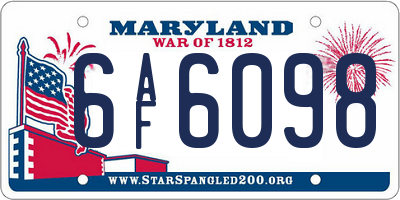 MD license plate 6AF6098