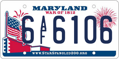 MD license plate 6AF6106