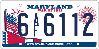 MD license plate 6AF6112