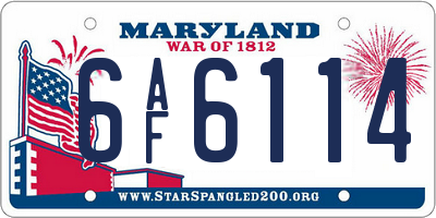 MD license plate 6AF6114