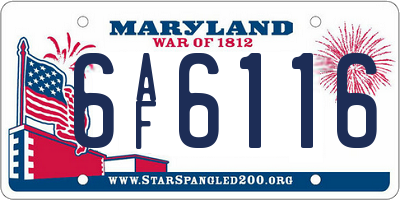MD license plate 6AF6116