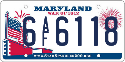 MD license plate 6AF6118