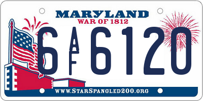 MD license plate 6AF6120