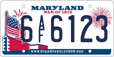 MD license plate 6AF6123