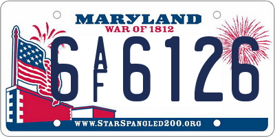 MD license plate 6AF6126