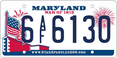 MD license plate 6AF6130