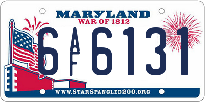 MD license plate 6AF6131