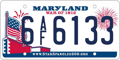 MD license plate 6AF6133