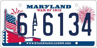MD license plate 6AF6134