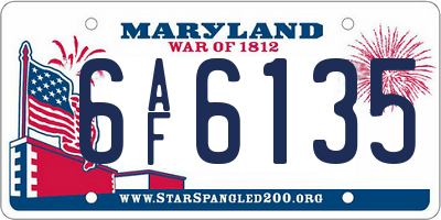 MD license plate 6AF6135